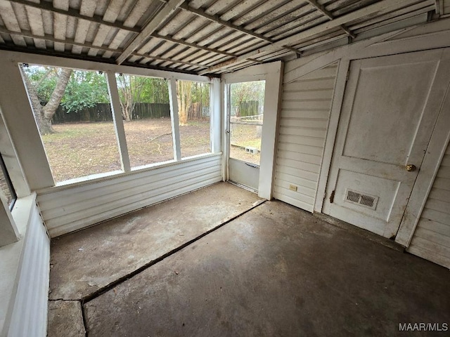 view of unfurnished sunroom