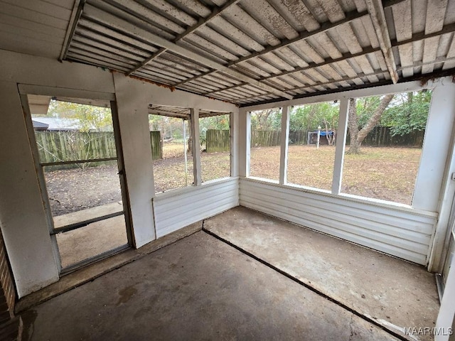 view of unfurnished sunroom