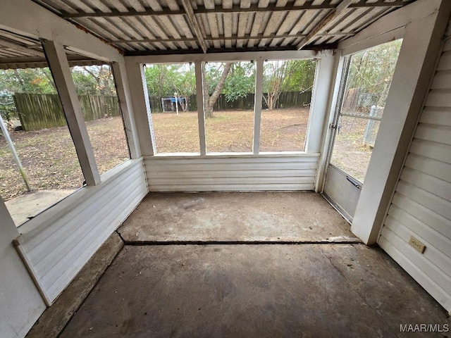 view of unfurnished sunroom