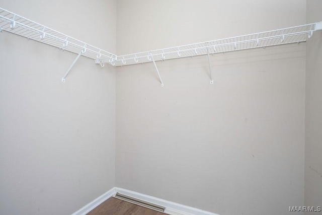 walk in closet featuring hardwood / wood-style floors