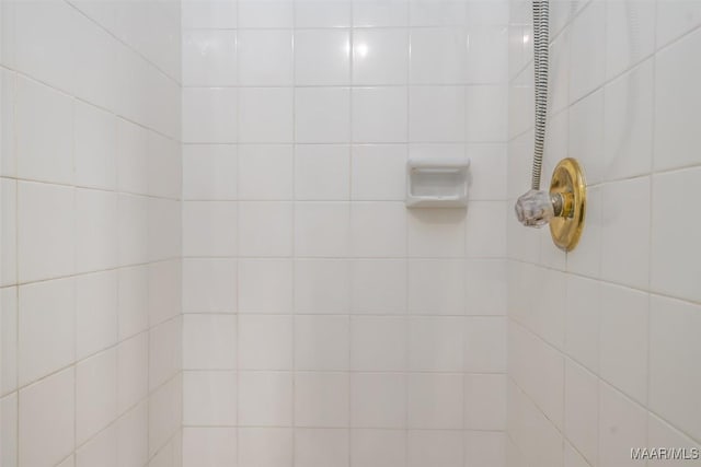 details with a tile shower