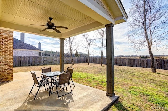 view of patio with ceiling fan