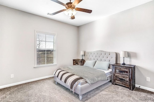 bedroom with carpet and ceiling fan