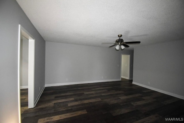 6515 Redland Rd, Wetumpka, AL 36093 - empty room featuring ceiling fan, a textured ceiling, dark wood-style flooring, and baseboards