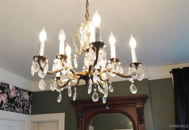 details with a chandelier