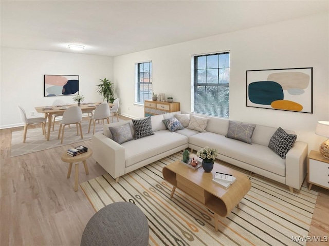 living room featuring light hardwood / wood-style floors