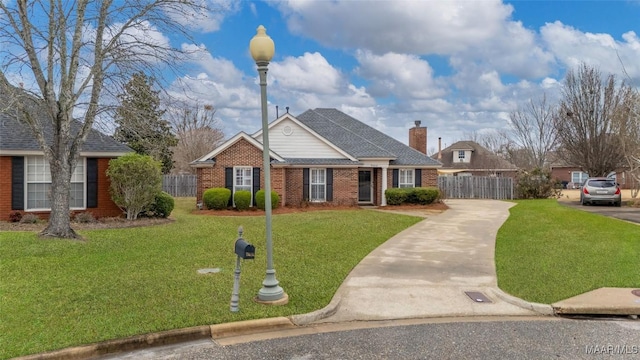 single story home with a front yard