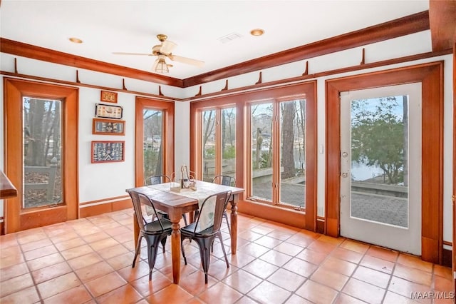 120 Willow Ln, Wetumpka, AL 36092 - dining area featuring ceiling fan and light tile patterned floors