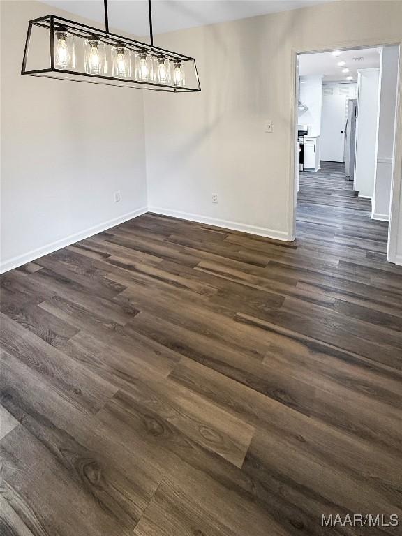 unfurnished dining area with dark hardwood / wood-style floors