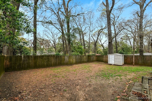 view of yard with a shed