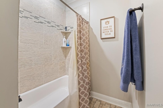 bathroom featuring shower / bathtub combination with curtain