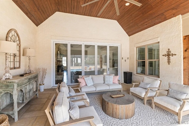 view of patio / terrace with ceiling fan and an outdoor hangout area