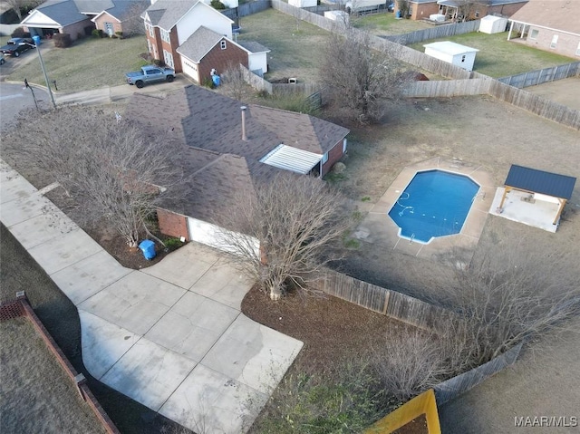 drone / aerial view with a residential view