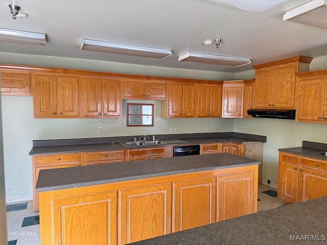 kitchen with dishwasher, a center island, and sink