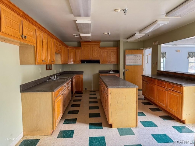 kitchen featuring black dishwasher, a center island, and sink