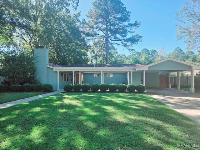 2516 Jasmine Rd, Montgomery, AL 36111 - ranch-style house with a chimney, driveway, and an attached carport