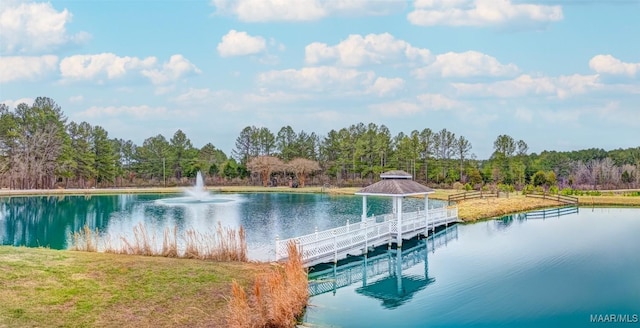 water view featuring a gazebo