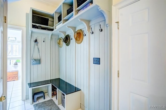 mudroom featuring light tile patterned floors