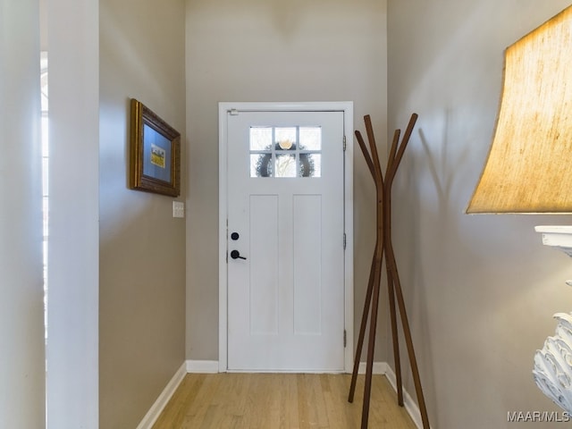 foyer entrance with light wood-type flooring