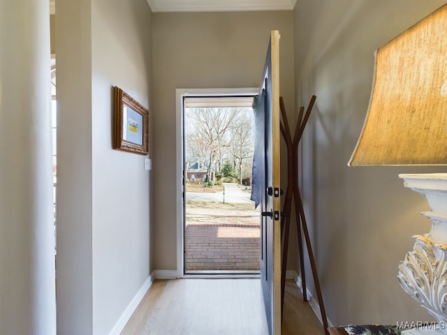 doorway featuring light wood-type flooring