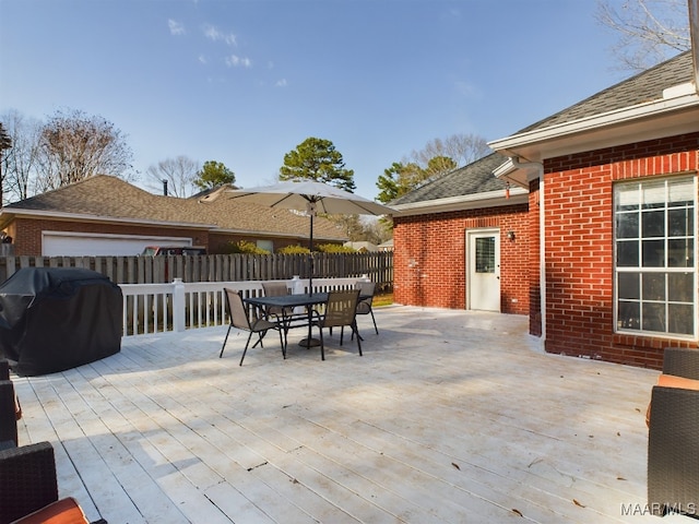 deck with area for grilling