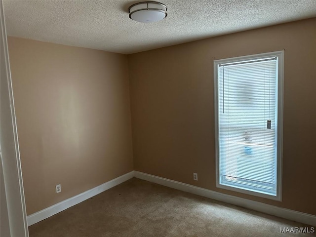 empty room featuring carpet, a textured ceiling, and a healthy amount of sunlight