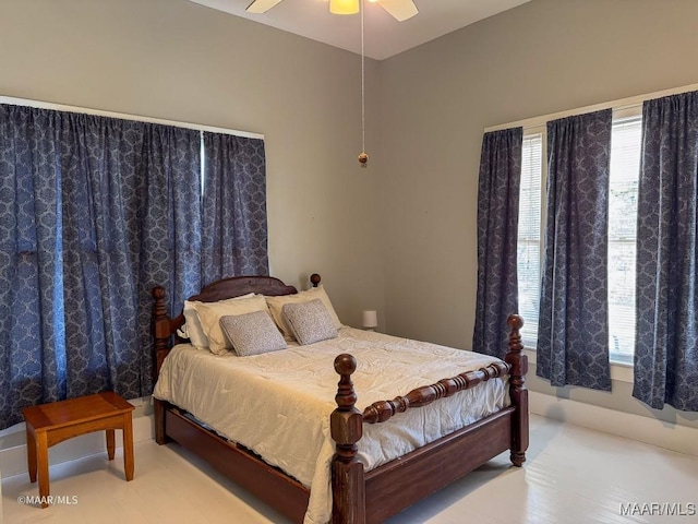 bedroom featuring ceiling fan