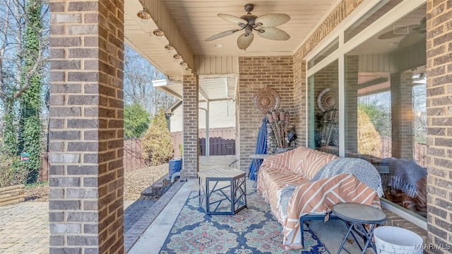 view of patio with ceiling fan