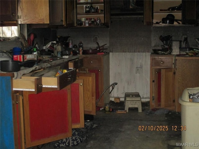 kitchen featuring open shelves