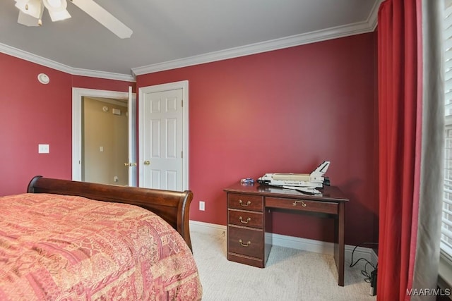 8490 Rockbridge Cir, Montgomery, AL 36116 - bedroom featuring light colored carpet, crown molding, and a ceiling fan
