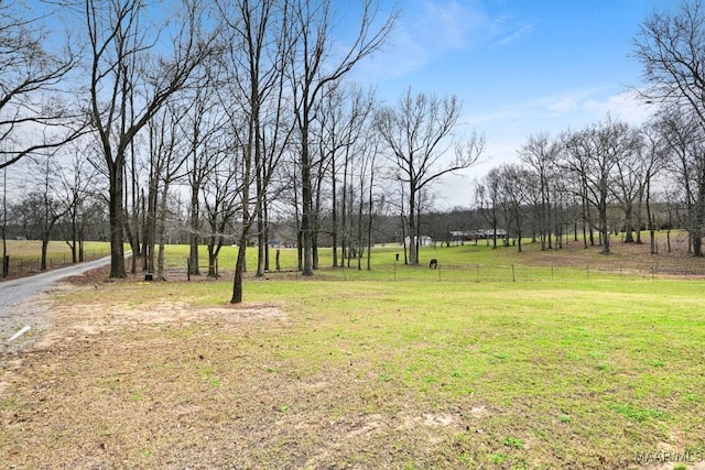 view of yard with a rural view