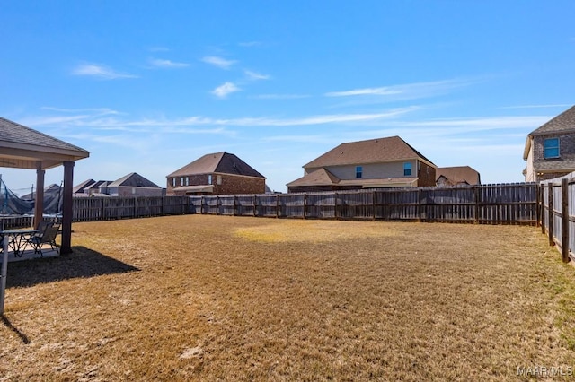 view of yard with a fenced backyard