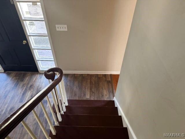 3110 Highfield Dr, Montgomery, AL 36111 - staircase with baseboards and wood finished floors
