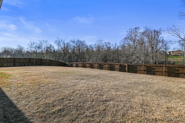 view of yard with a fenced backyard