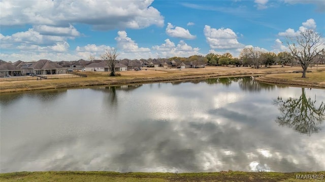 view of water feature with a residential view