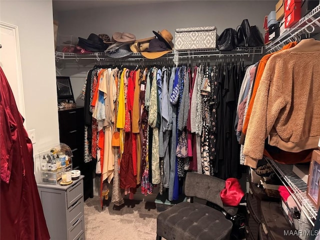 spacious closet with carpet floors