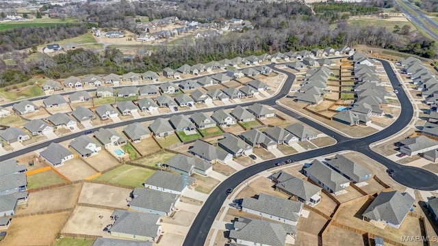 bird's eye view with a residential view