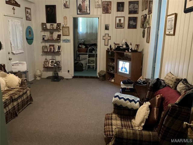 view of carpeted living area