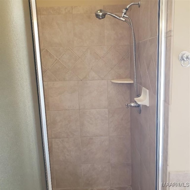 room details featuring a shower stall