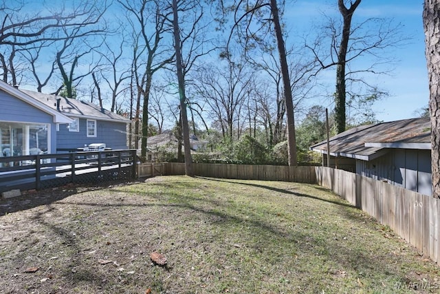 view of yard featuring a fenced backyard