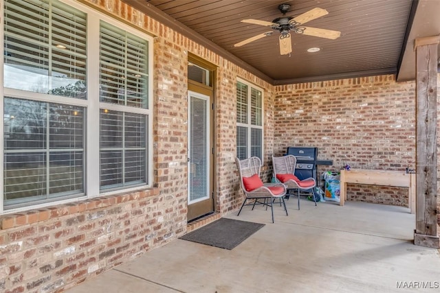 view of patio / terrace featuring a ceiling fan