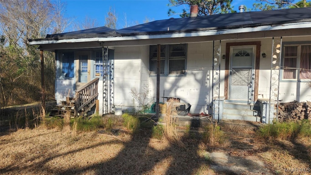 exterior space with a chimney