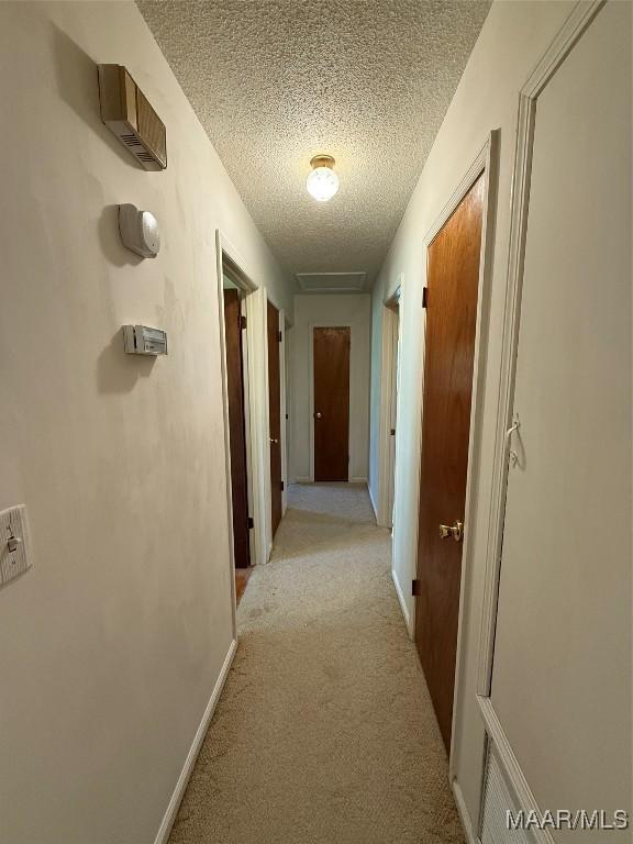 20 Glendale Dr, Selma, AL 36701 - corridor featuring baseboards, light carpet, and a textured ceiling