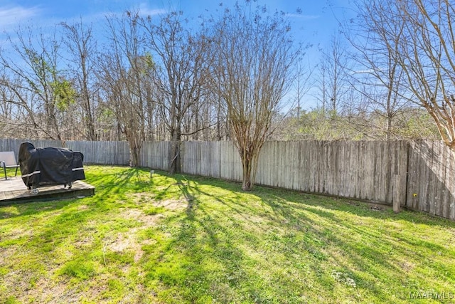 view of yard featuring a fenced backyard