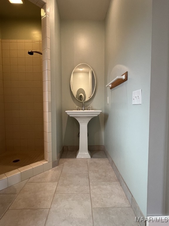 753 Bluff Rd, Rockford, AL 35136 - full bathroom with a stall shower, tile patterned flooring, and baseboards