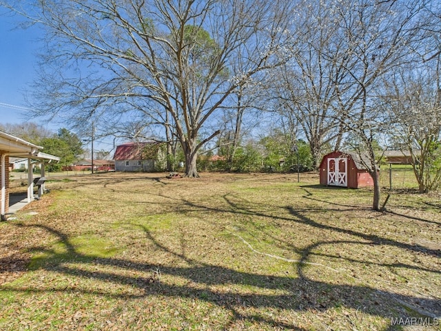 view of yard with an outbuilding and a storage unit