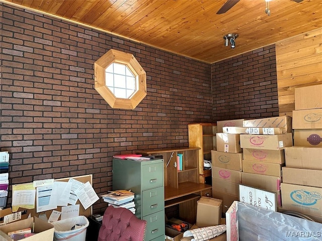 storage area featuring a ceiling fan