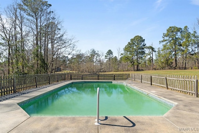 view of pool with a patio area, a fenced backyard, and a fenced in pool