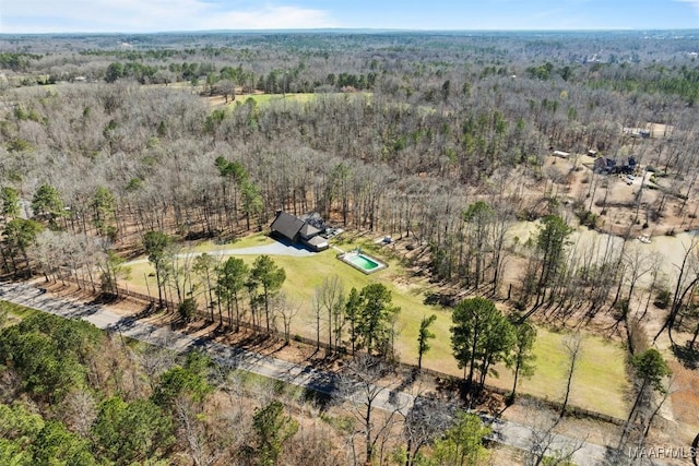 drone / aerial view with a forest view