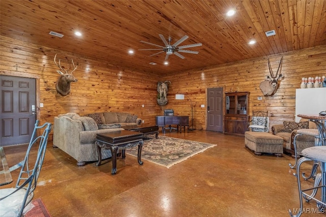 9524 County Road 42nd Rd, Jemison, AL 35085 - living room featuring recessed lighting, a ceiling fan, concrete flooring, and visible vents